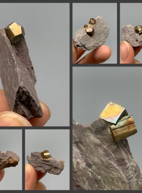 五角十二面黄铁矿  矿物晶体 矿石标本 原石奇石摆件 教学标本