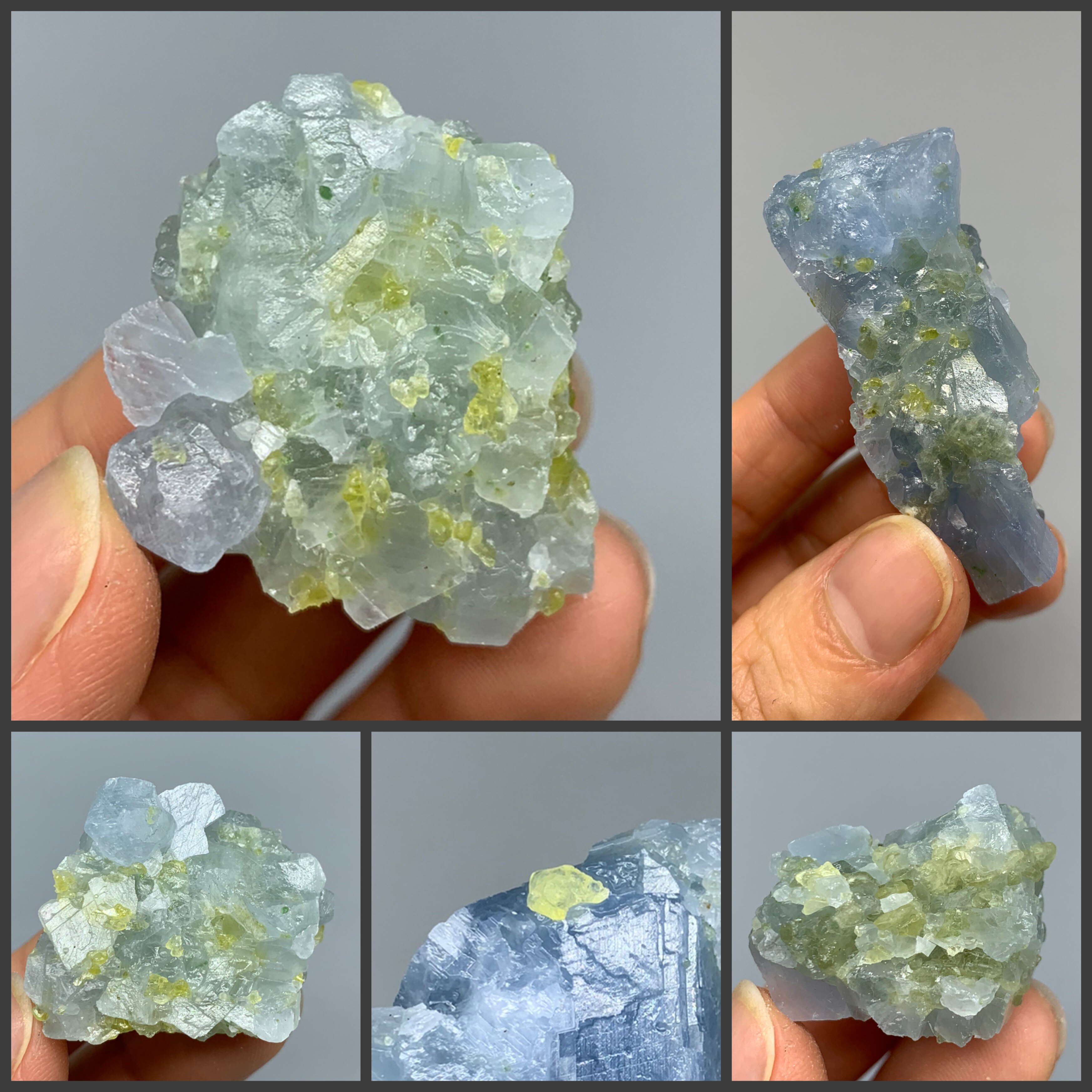 蓝色方解石镁橄榄石 矿物晶体 矿石标本 原石奇石摆件 教学标本39