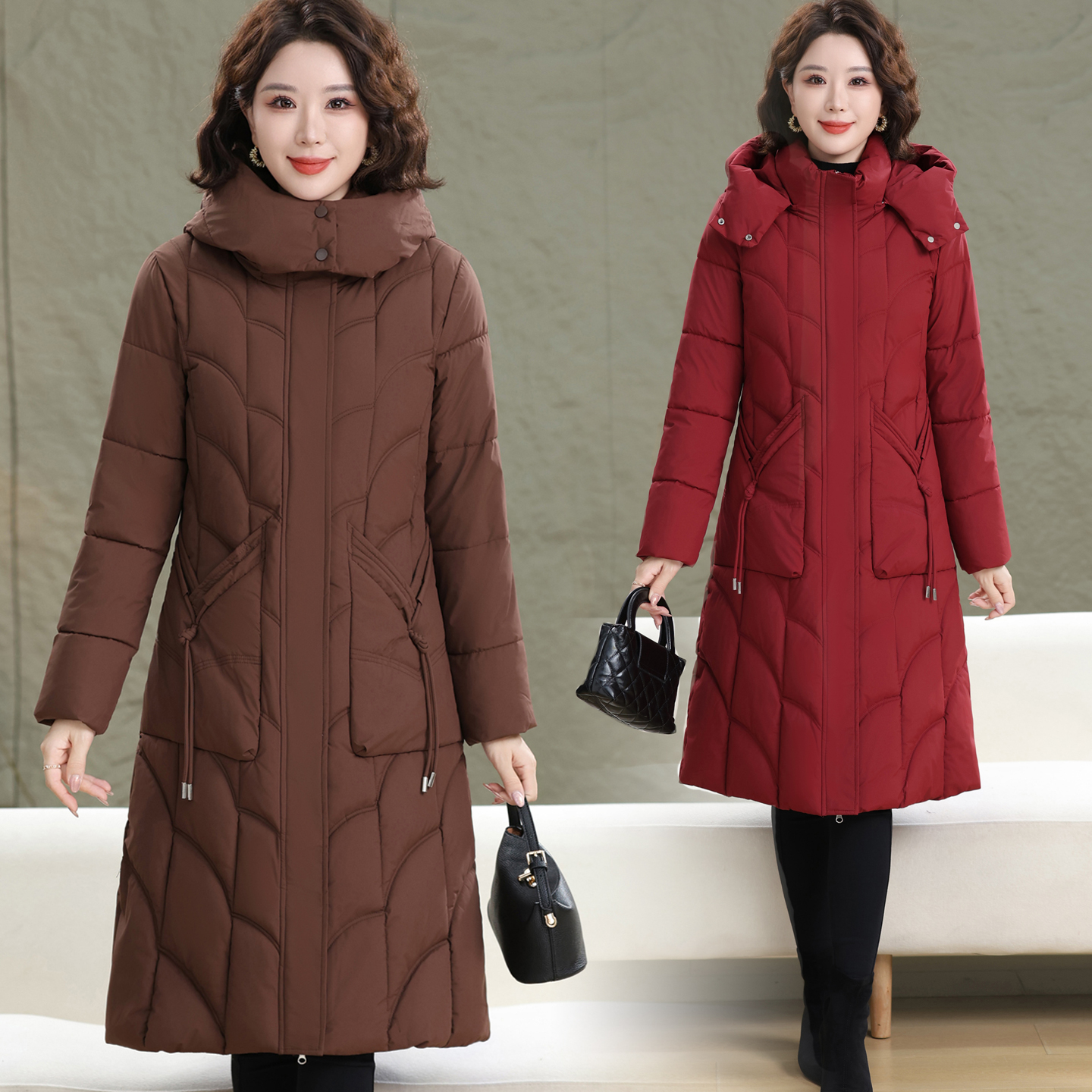 中老年女装冬季新款羽绒棉服外套