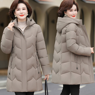 妈妈冬装外套棉衣女中长款2025新款洋气中老年秋冬加厚羽绒棉服袄