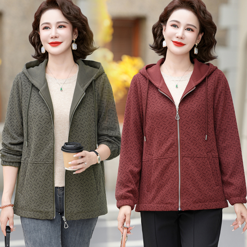 中老年女装长袖大码时尚早秋外套
