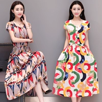 Mùa hè 2019 phụ nữ trung niên mới ăn mặc size lớn tự trồng cho mẹ váy cotton ngắn tay - Phụ nữ cao cấp ao dam trung nien