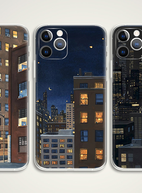 million lights   万家灯火 韩式插画 文艺术生手机壳 F439 适用苹果iphone17PROMAX AIR华为小米三星