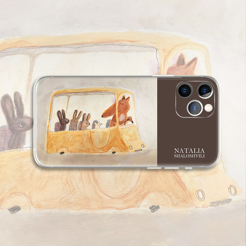 3件7折 natalia shaloshvili 小动物坐土司面包巴士 插画手机壳 F413 适用苹果iphone17PROMAX华为小米三星