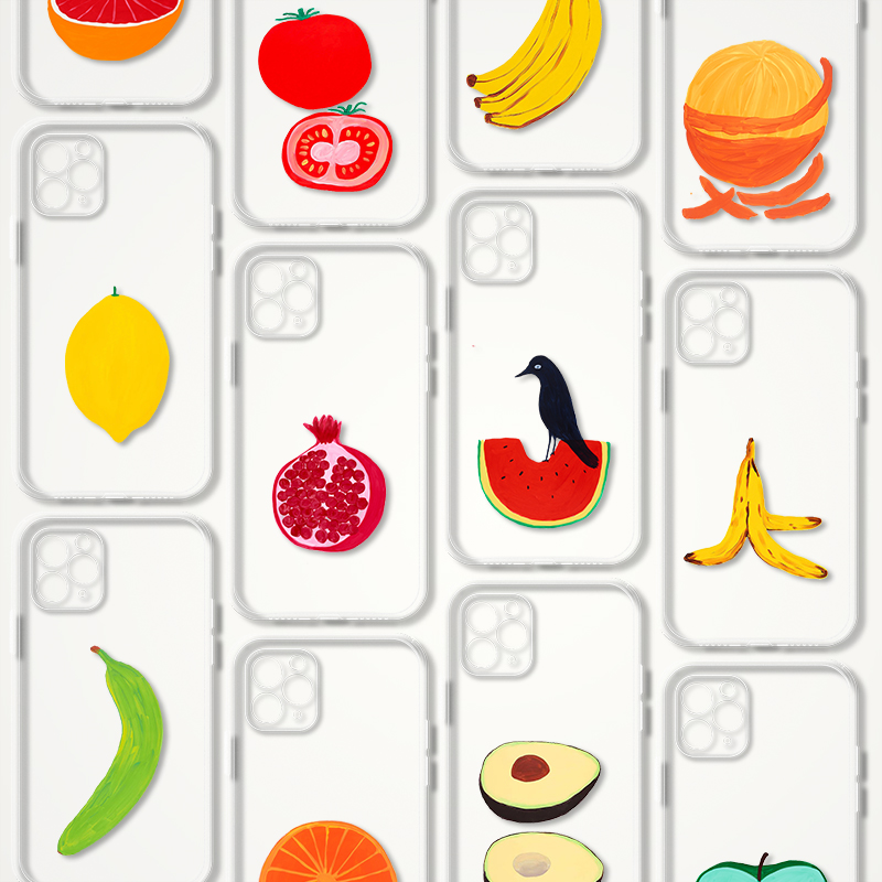 David Shrigley 水果大餐 插画文艺术生透明手机壳 F402 适用苹果iphone17PROMAX AIR 华为VIVOoppo小米三星