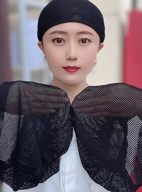 回族款网格纱巾打底帽穆斯遮发防晒家居妈妈帽头巾套包头帽子