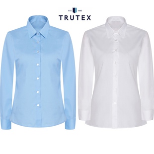 伊顿纪德&Trutex联名款校服白色蓝色易打理女生学生长袖衬衫预