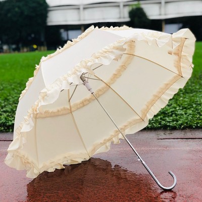 少女系小清新双花边长柄伞晴雨伞太阳伞遮阳伞创意雨伞Lolita裙伞