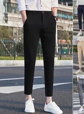 夏季新款男士九分裤韩版潮流休闲裤青年小脚裤修身9分裤子西裤男