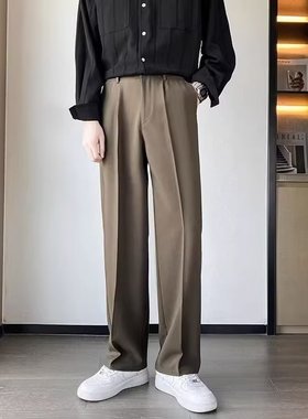 小西裤男九分修身直筒休闲裤男士高级垂感黑色春秋2024西装裤潮流