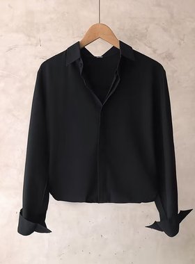 春秋新款男士垂感免烫衬衫长袖设计感小众上衣宽松显瘦百搭款衬衫