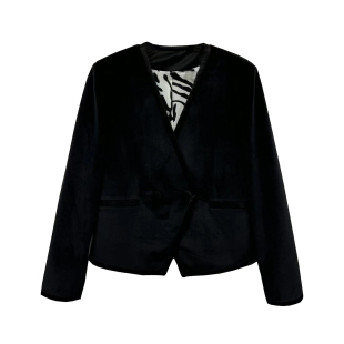 外套 黑色丝绒西装 高级感宽松显瘦小西服TYAW138 杰哥粉丝专享