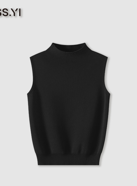 BOSS YI 白色高领无袖马甲女简约气质内搭外穿百搭上衣GT66-9237