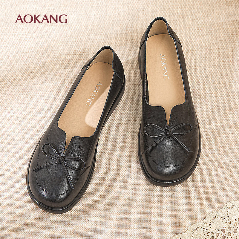 奥康 女鞋2025秋季新款真皮软底中老年妈妈鞋舒适平底单鞋N,女鞋,乐福鞋（豆豆鞋）,淘宝优惠券,粉丝福利购,淘宝优惠卷