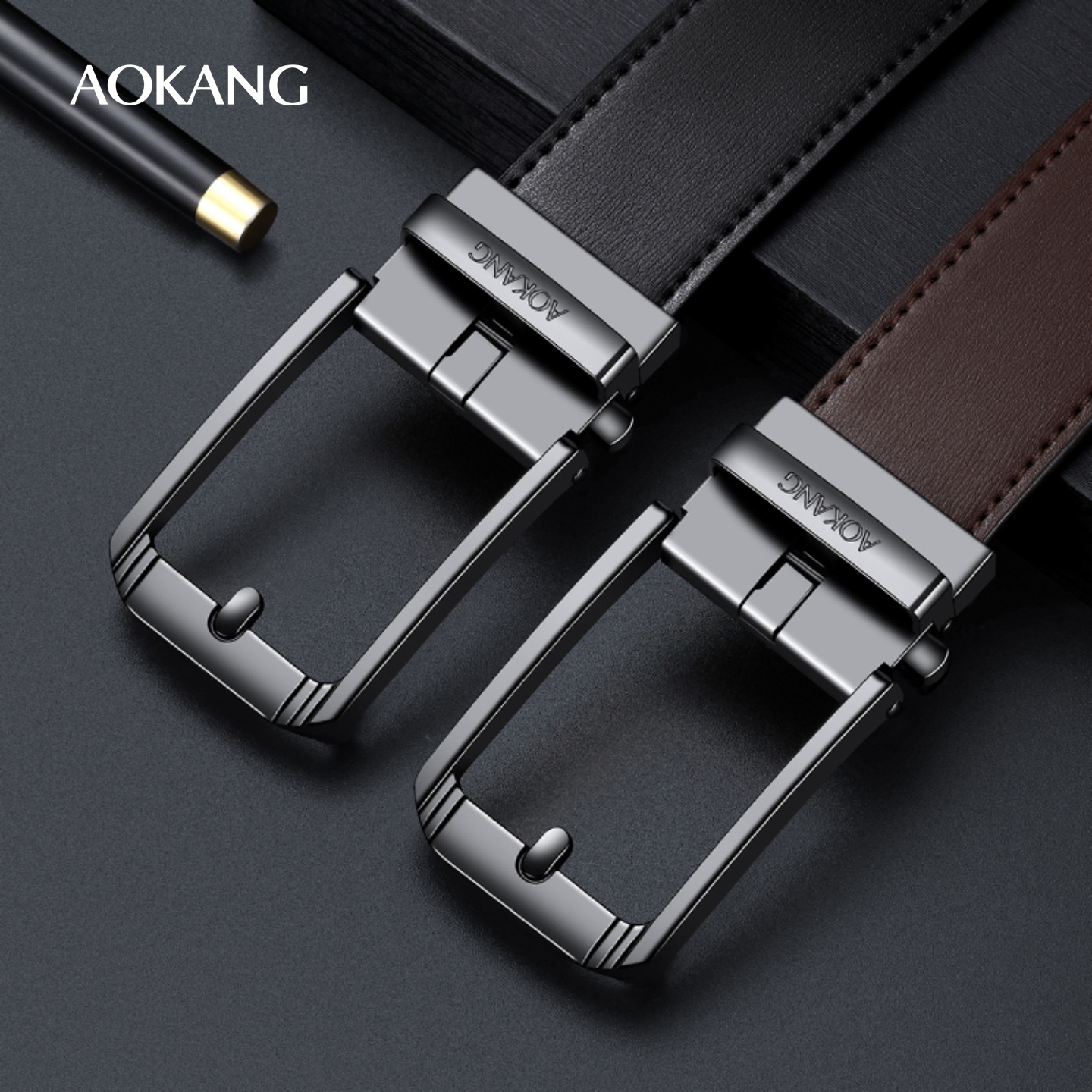 奥康皮带男款商务休闲自动扣腰带新款耐用时尚舒适百搭简约裤带J
