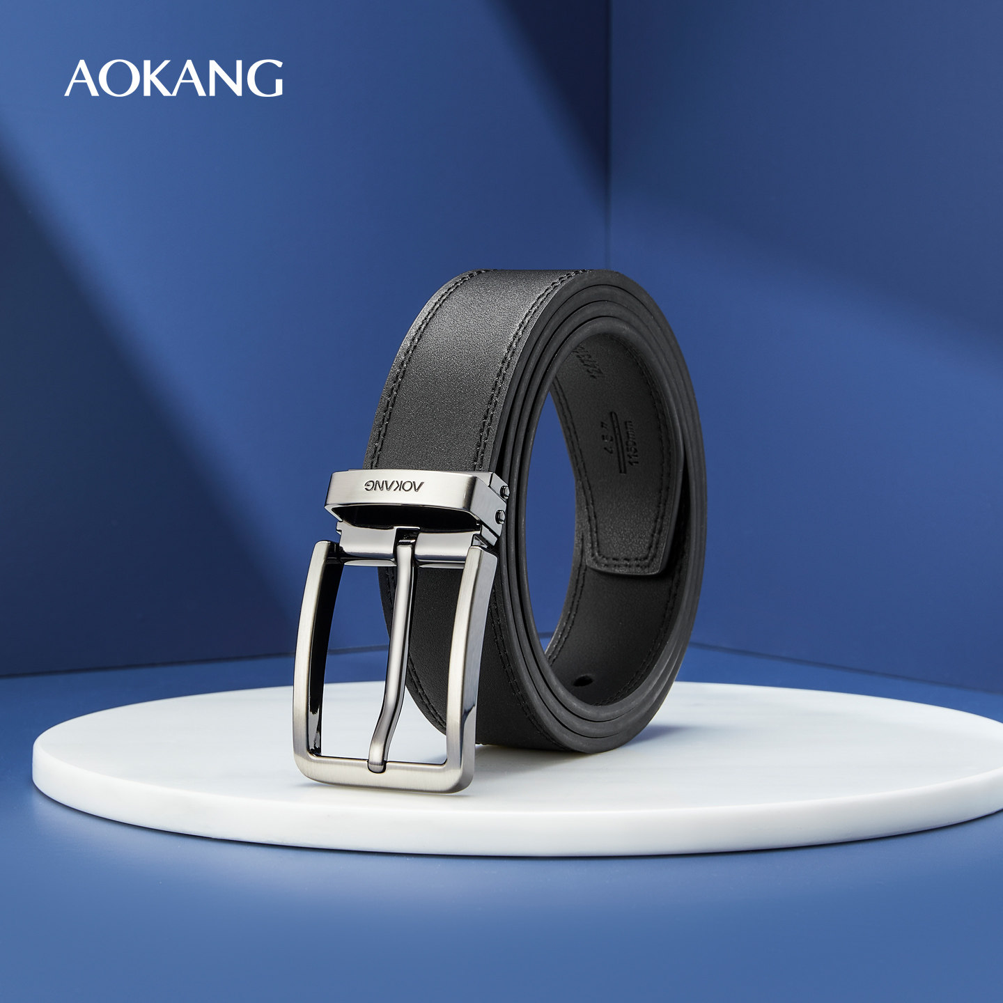 奥康皮带 男士针扣牛皮宽腰带休闲百搭青年时尚潮裤腰带子