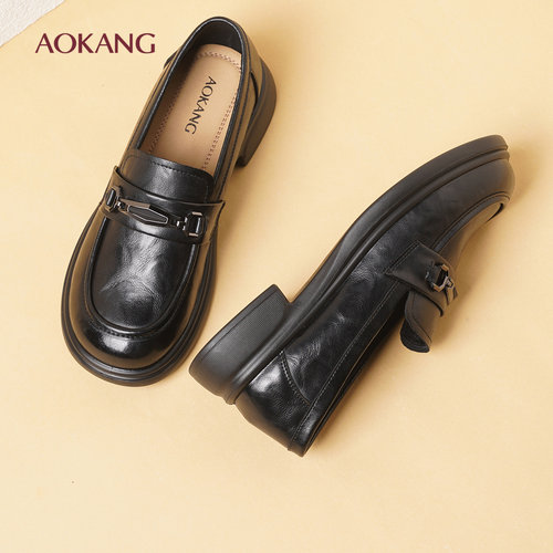 奥康 女鞋2025秋季新款乐福鞋休闲复古时尚舒适一脚蹬妈妈鞋L