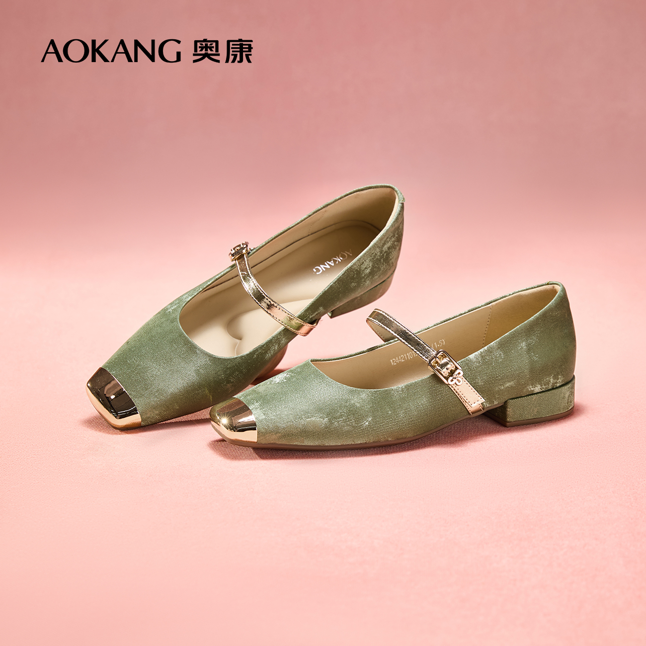 奥康新中式国风低跟玛丽珍单鞋