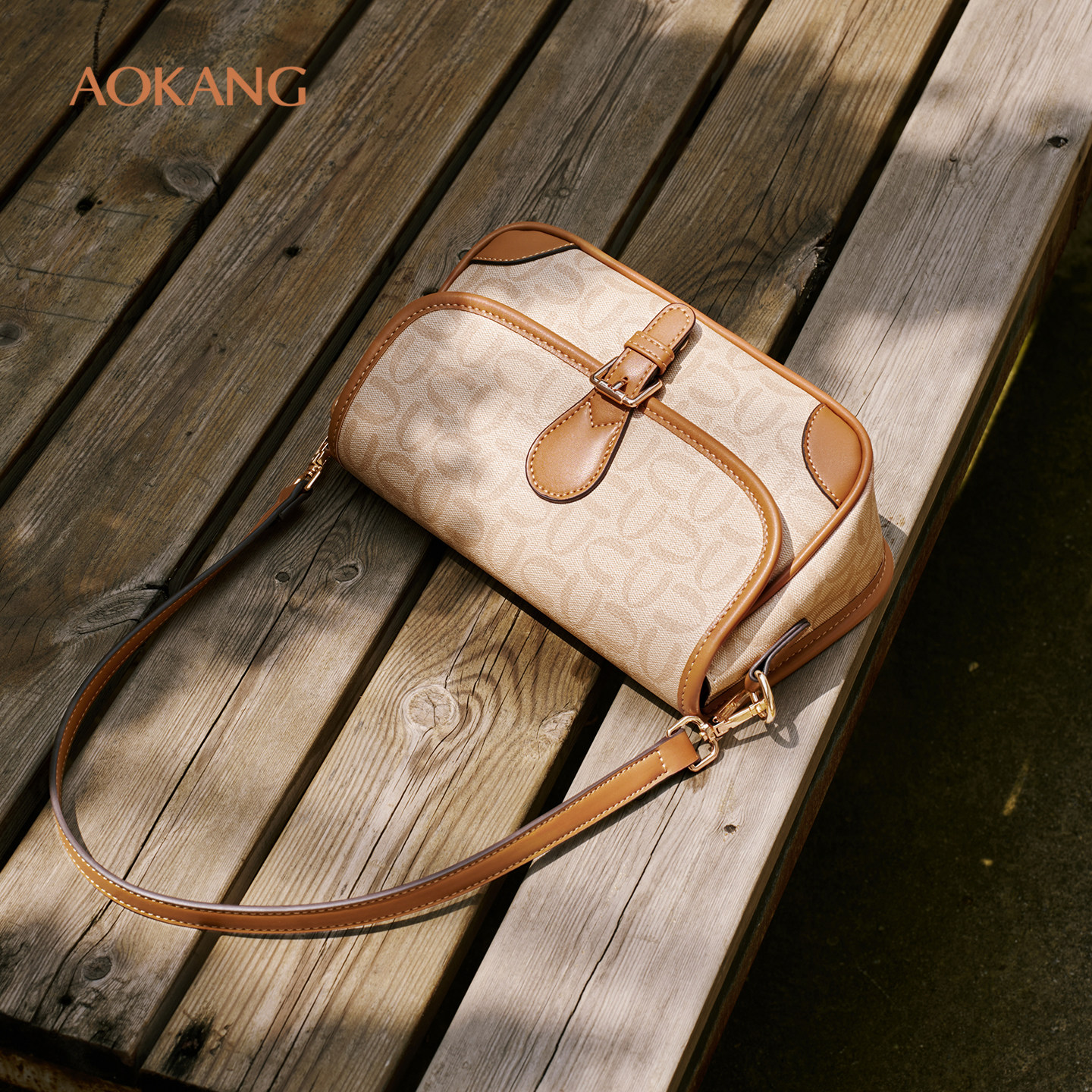 奥康 女包2026新款包包高级单肩包老花通勤小包大容量斜挎包女式