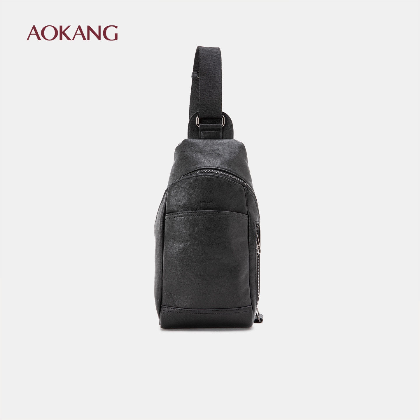 奥康 男士胸包黑色商务大容量斜挎包时尚简约男士休闲单肩