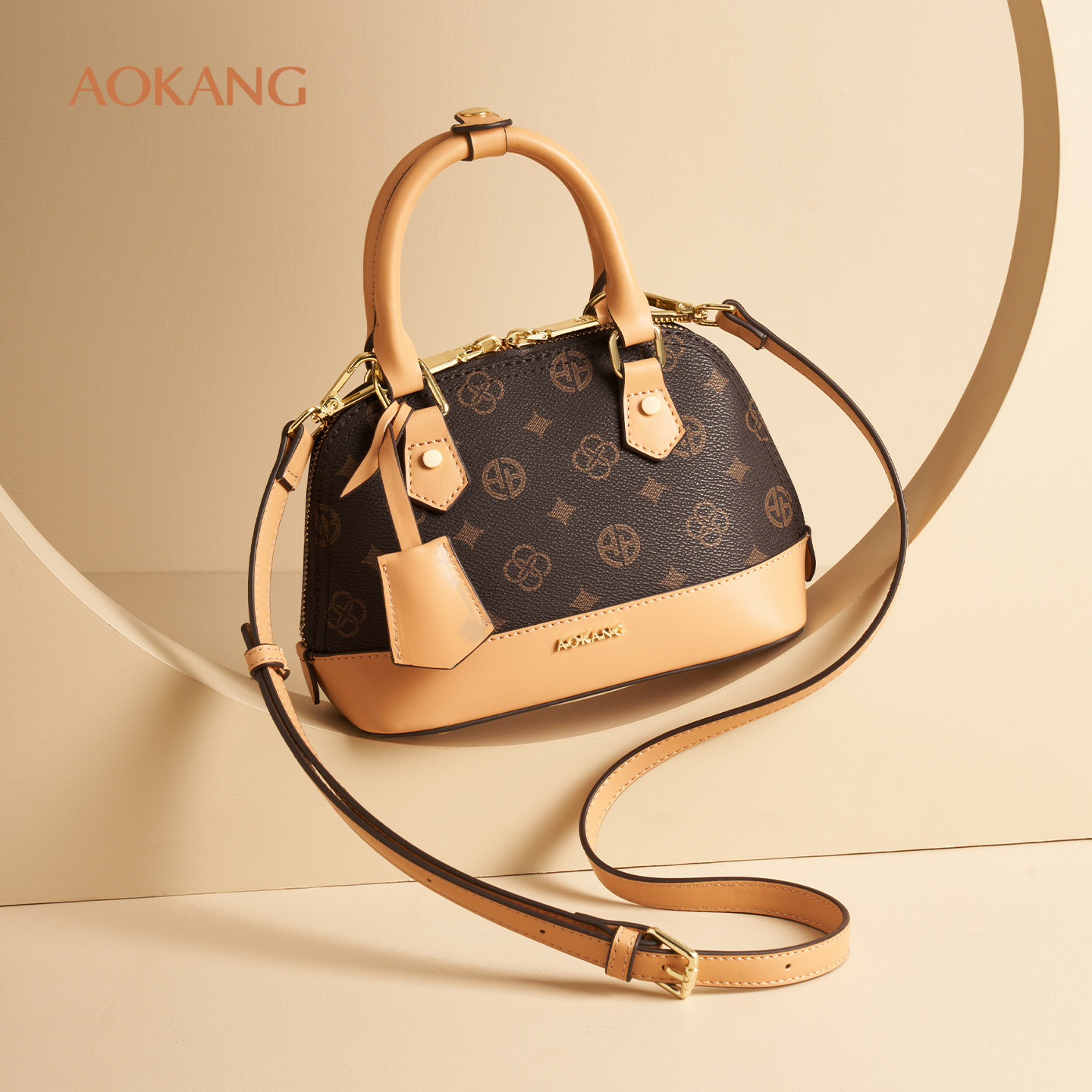 奥康 女包2026新款老花手提包高级感女包单肩包大容量通勤斜挎包