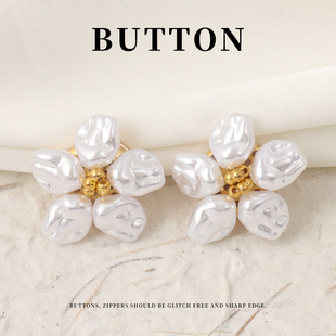 简约袖扣女上衣衬衫大衣毛衣开衫扣免订珍珠花朵纽扣扣子