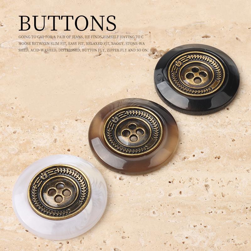 树脂金属组合青铜色四眼扣子男女大衣风衣西服外套毛衣纽扣
