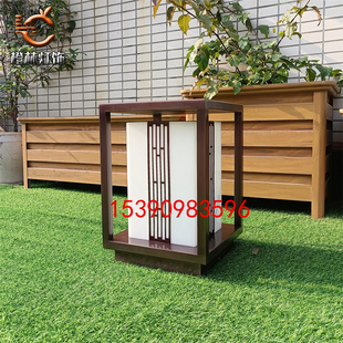 不锈钢古铜色柱头灯小区定制大理石台柱灯示范区仿云石灯户外地灯