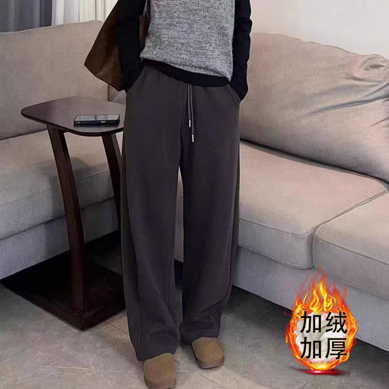 佐梦依加绒加厚休闲裤弯刀阔腿裤