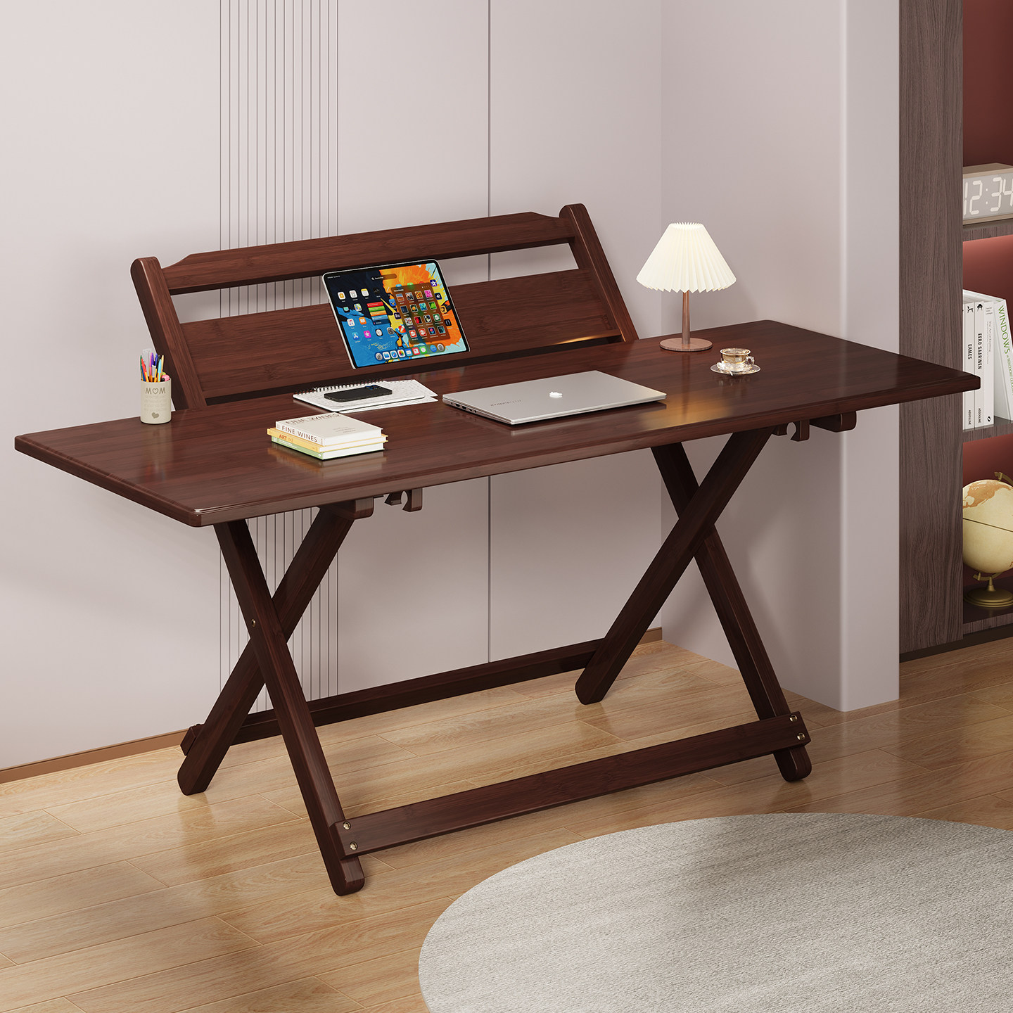 折叠书桌家用儿童学习桌椅套装卧室床边电脑桌简易小学生作业桌子