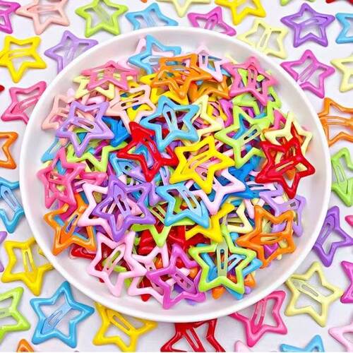 网红多巴胺彩色五角星星小发夹可爱刘海DIY侧边碎发夹