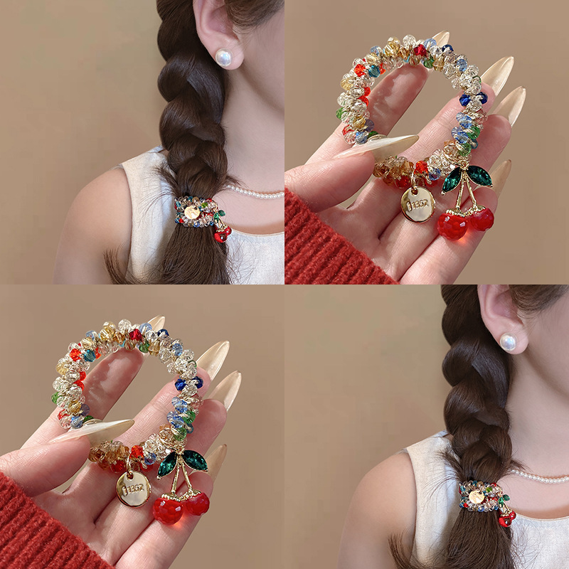 樱桃水钻发绳女生简约