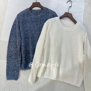 实拍现货小众设计师100 柞蚕丝BABY亲肤薄背感套头针织毛衣 %真丝