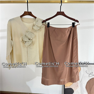 %Silk慵懒松弛宽松手工花朵V领衬衫 小众独立设计师 100