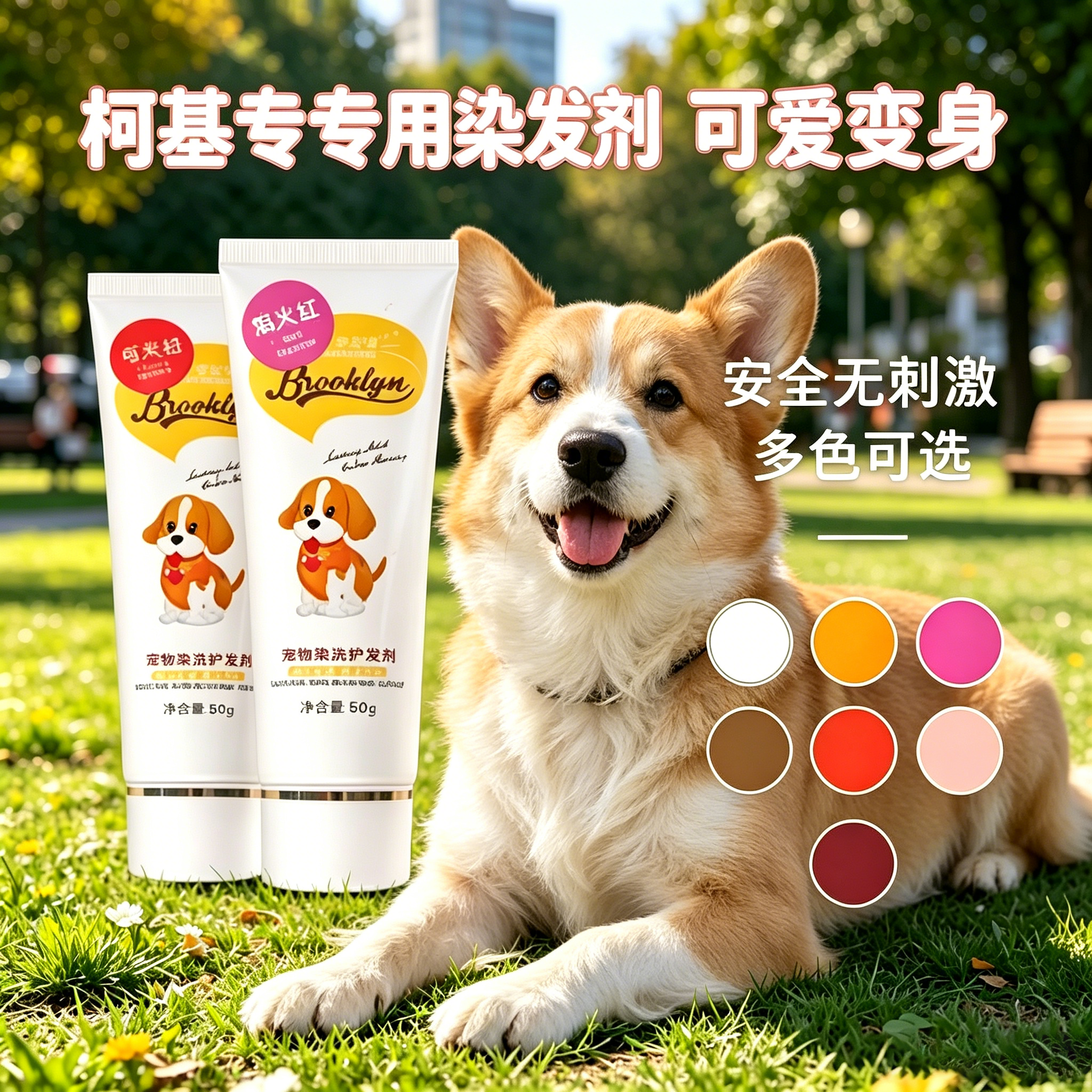 柯基狗狗染发剂宠物专用持久不掉色小狗染色剂染毛膏安全无毒美毛