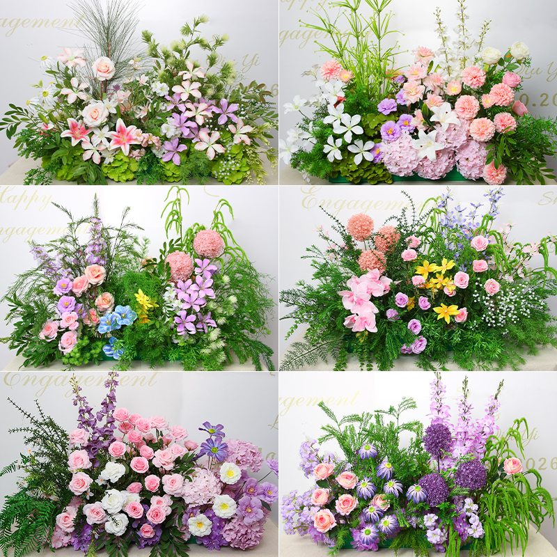 莫奈风花排森系地排花绿色仿真花