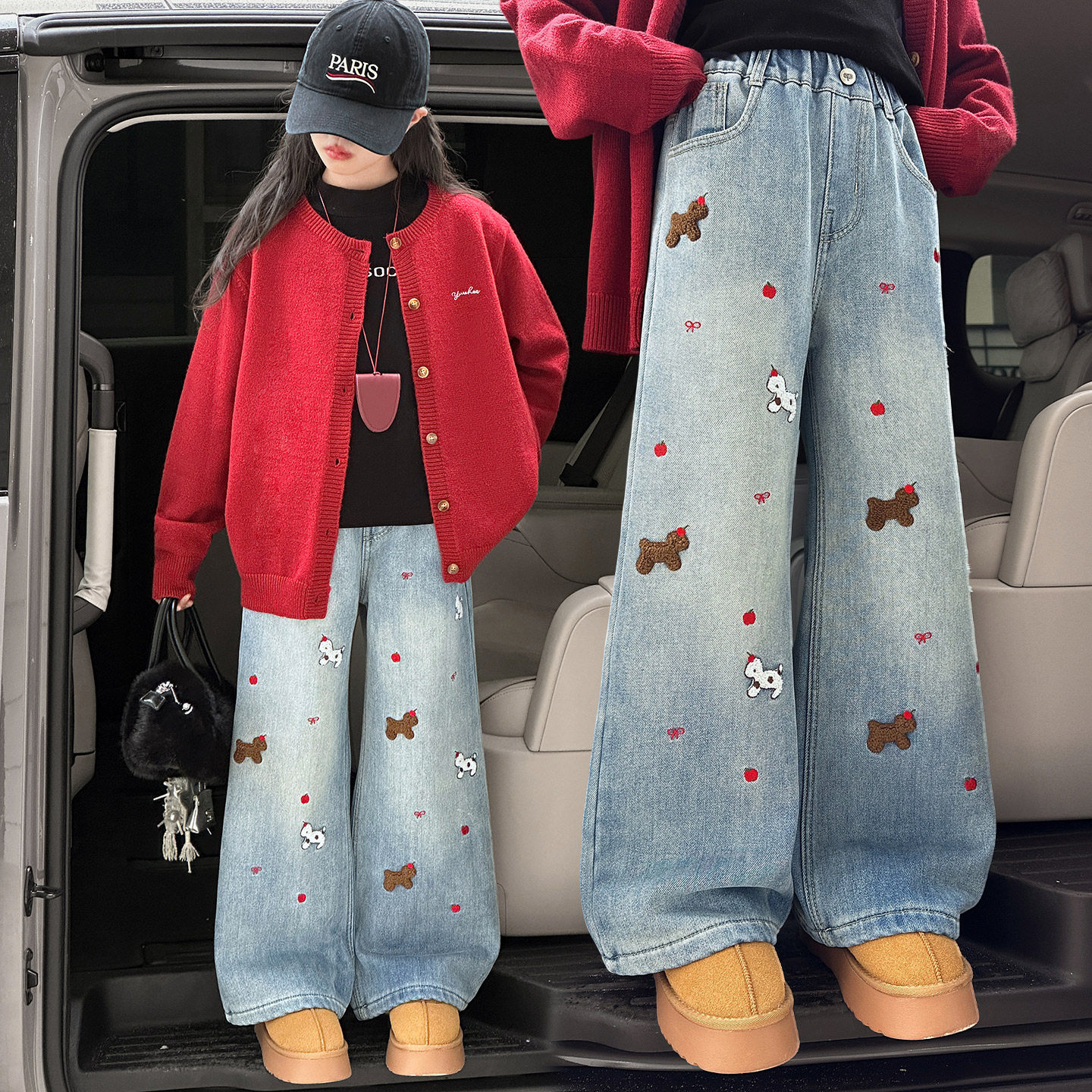 女童加绒裤子冬季2025新款大童秋冬加厚直筒阔腿裤儿童冬装牛仔裤,童装/婴儿装/亲子装,儿童牛仔裤,淘宝优惠券,粉丝福利购,淘宝优惠卷