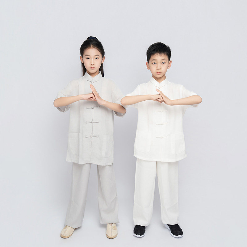 2026儿童武术服夏季短袖练功服中式太极服中小学生表演比赛款套装