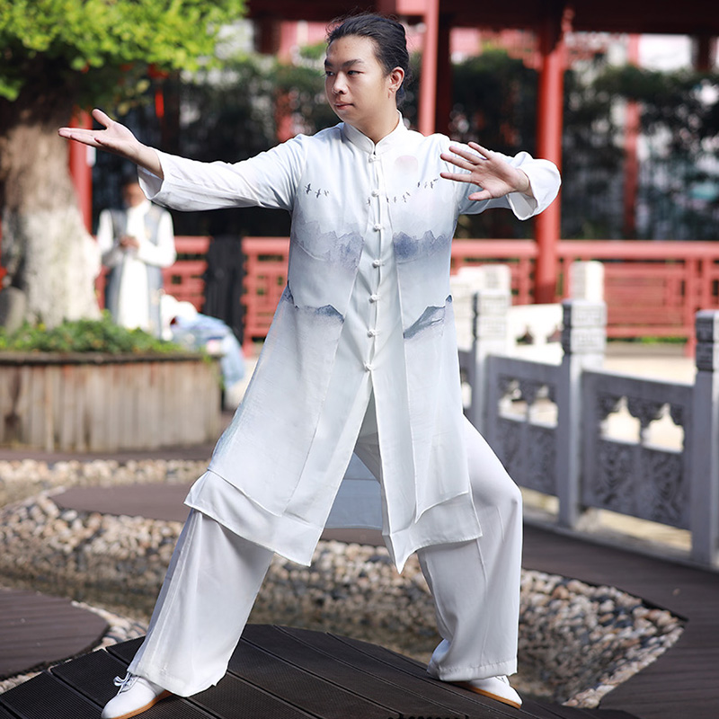 武当山2025夏新款太极服中长款太极拳舞台比赛练功服武术表演服