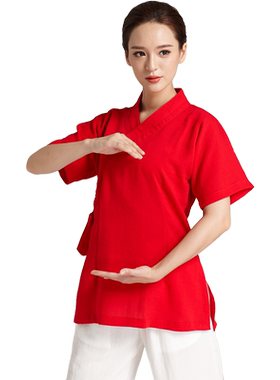武当夏季太极服亚麻晨练套装