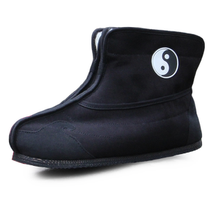 帆布太极鞋武术鞋女冬季太极拳轮胎底单靴加绒加厚云鞋道士鞋男