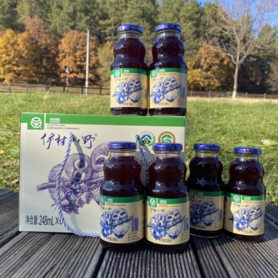 伊村山野伊春特产蓝莓果浆饮料正品玻璃瓶6瓶礼盒装