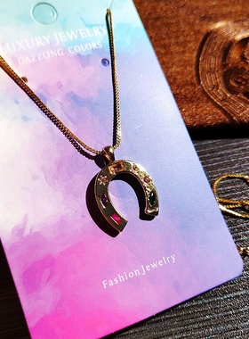 囍饰原创水晶镶嵌合金女马蹄项链