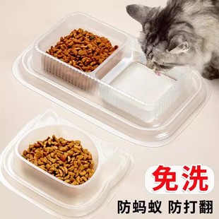 一次性透明防蚂蚁流浪猫专用碗二合一碗饮水喂食器户外便携式猫碗