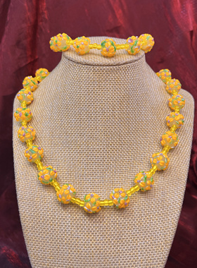 法式小众复古花瓣蛋糕琉璃串珠项链女手链甜美气质优雅锁骨链颈链