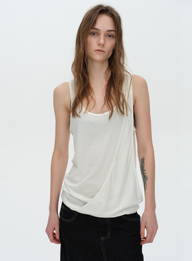 [GINGER]ARTIFICIAL WORLD 兰精天丝羊毛翻折设计宽松背心