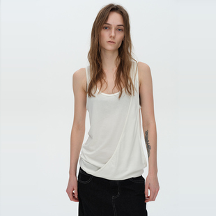 [GINGER]ARTIFICIAL WORLD 兰精天丝羊毛翻折设计宽松背心