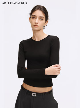 [GINGER]ARTIFICIAL WORLD休闲圆领打底通勤长袖短款日常上衣女