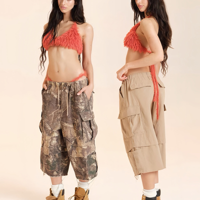 Cozydoll树枝迷彩工装短裤