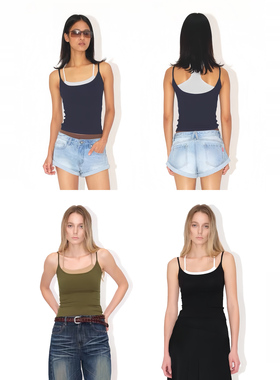 [GINGER]Undulate.Co 高弹天丝 遮副乳 假两件撞色工字背心吊带